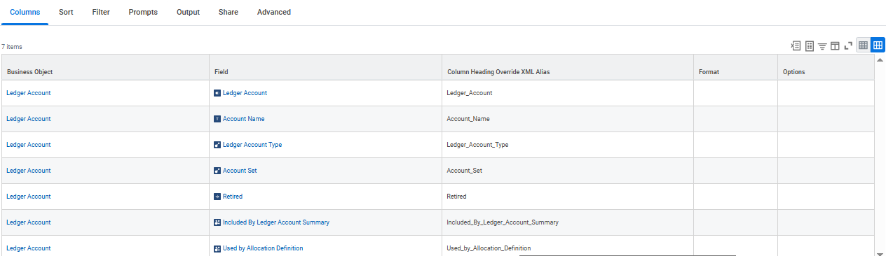 Select the report fields.