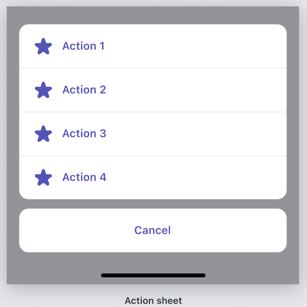 Exemple d’écran de feuille d’action