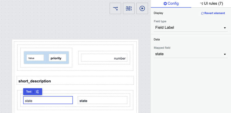 Configuration du composant pour un élément de texte.