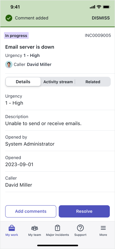 Écran Mobile avec une bannière affichée, qui attend que l'utilisateur appuie sur le bouton d'abandon.