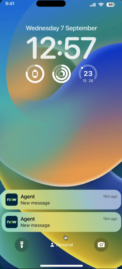 Virtual Agent-Push-Benachrichtigungen auf einem gesperrten Bildschirm des Telefons