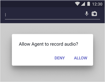 Aufforderung zum Zulassen von Audioaufnahmen für Android.