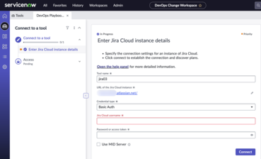 ベーシック認証用の Jira Cloud インスタンスの詳細の入力