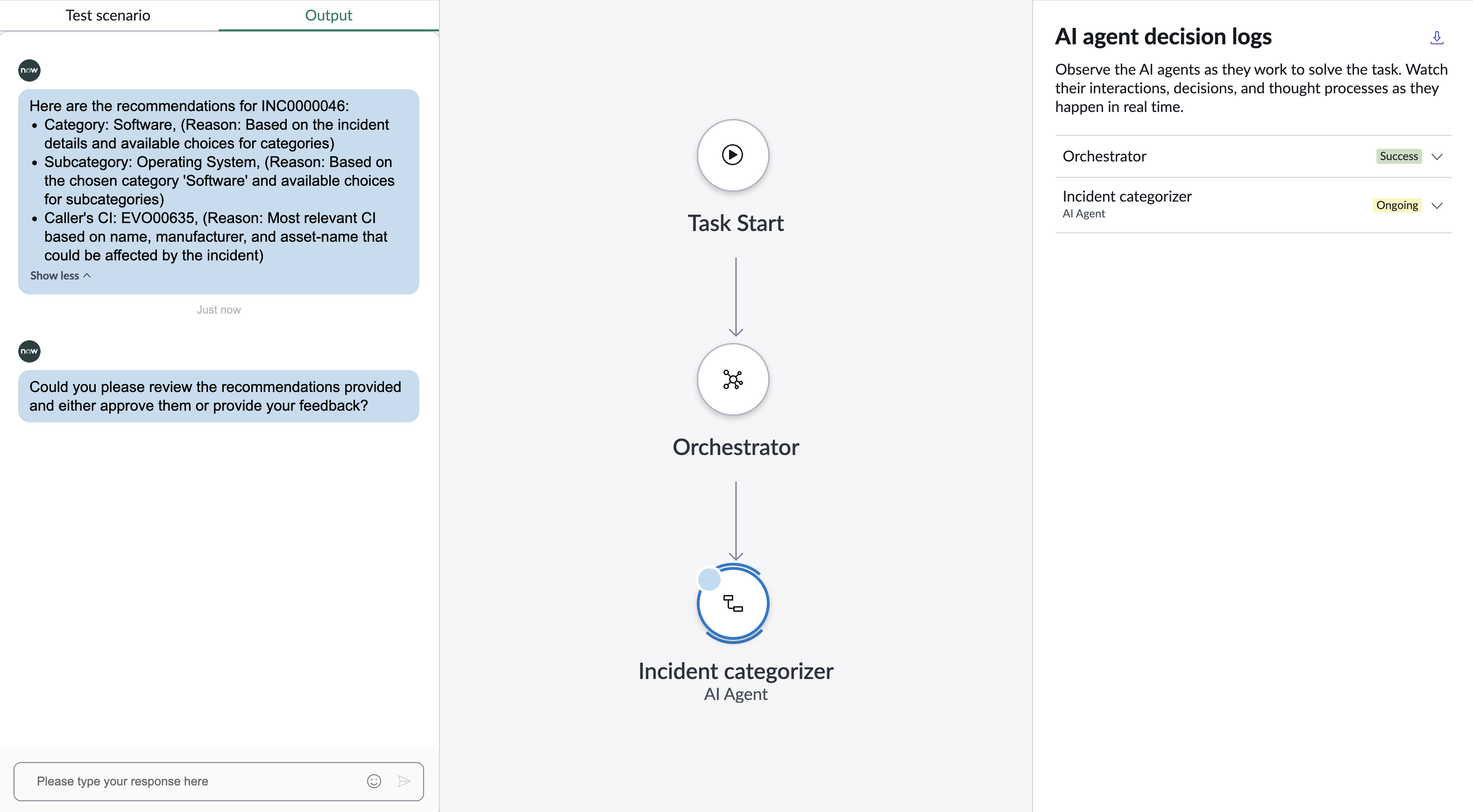 AI エージェントのNow Assist] パネルの