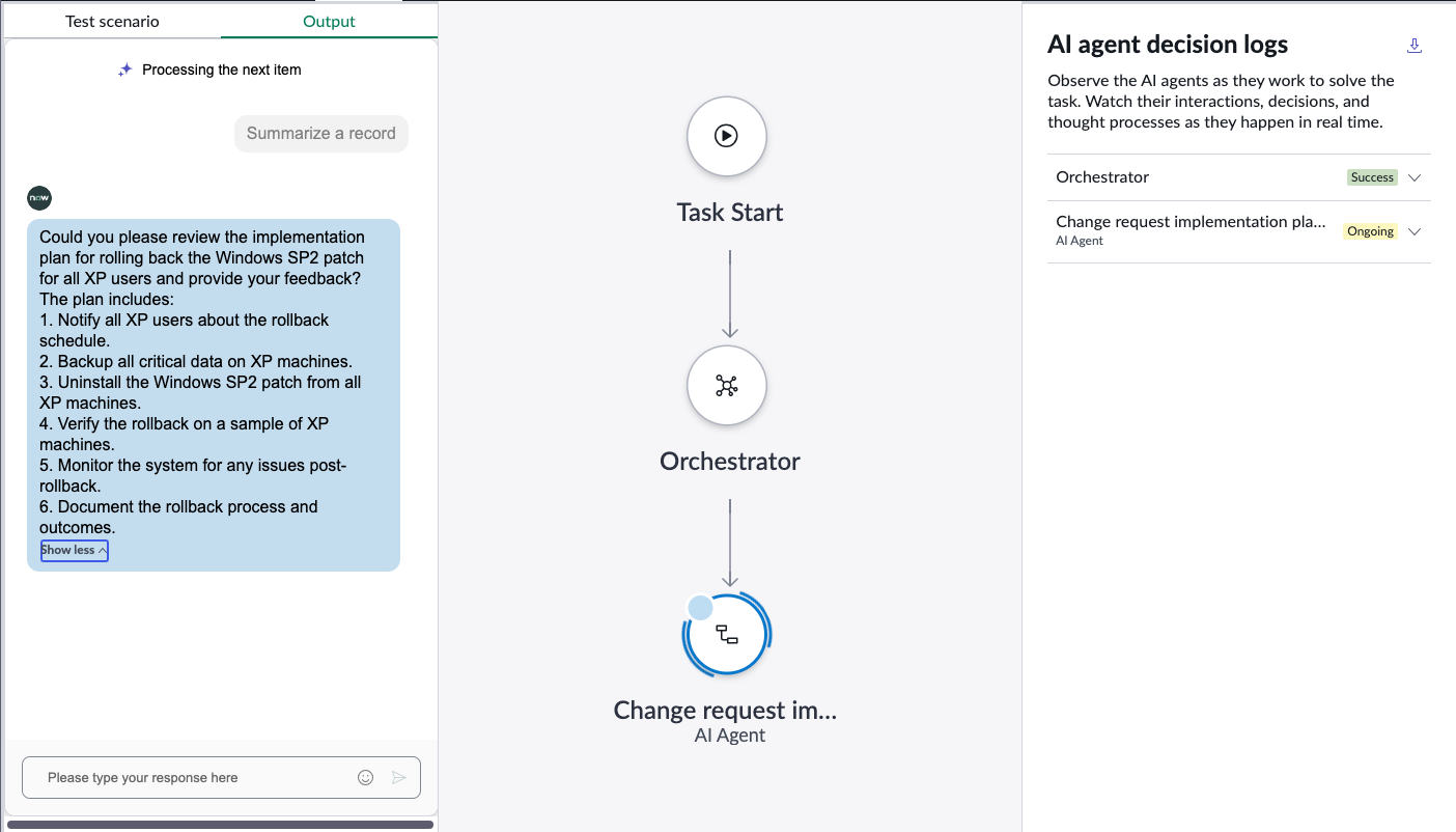 [変更要求計画を生成] ユースケースのNow Assistパネルでの AI エージェント出力の実装計画。