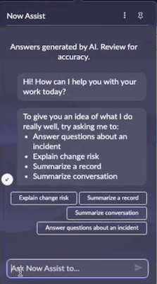 サービスオペレーションワークスペース のインシデント支援パネル。