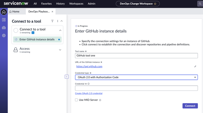 認証コードを使用した GitHub Oauth 2.0 認証情報タイプ