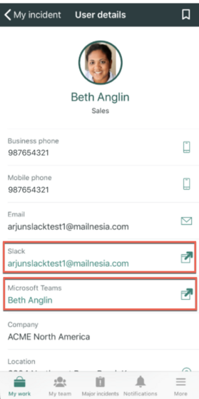 ITSM モバイルエージェントのユーザーの詳細