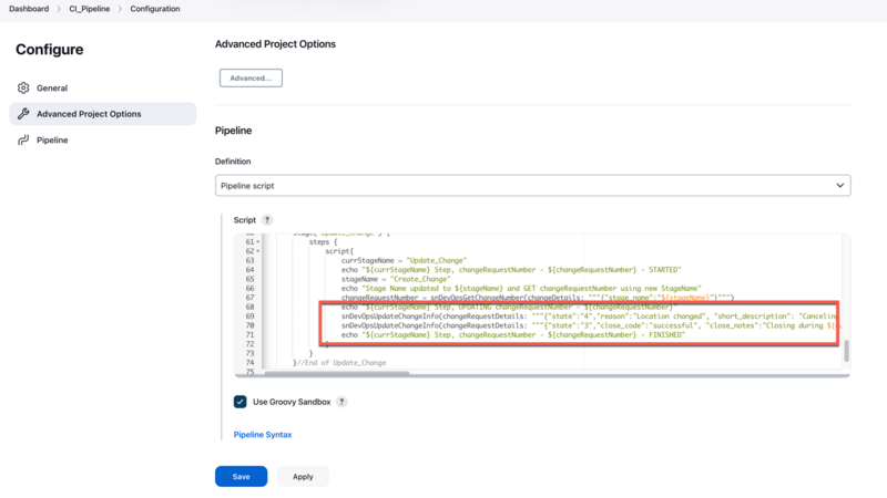 Jenkins のパイプラインスクリプトセクション