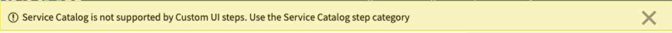 Mensagem de aviso que lê "Itens do catálogo de serviços estão listados com exclusões"