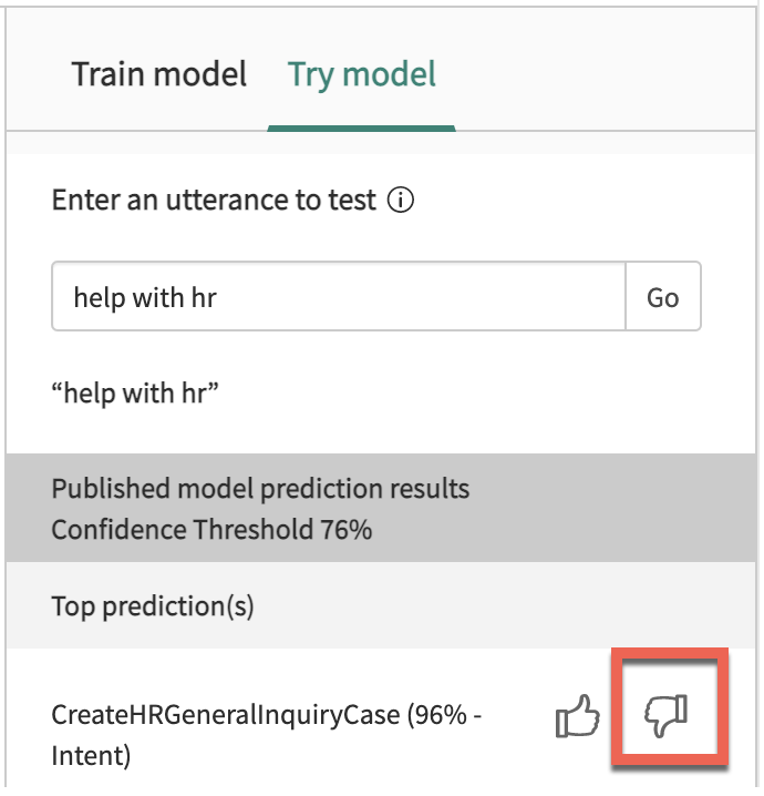 Aqui, você seleciona Polegares para baixo para invocar a opção de feedback