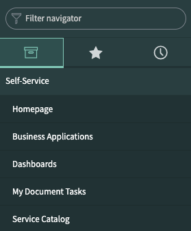 All applications tab of the application navigator