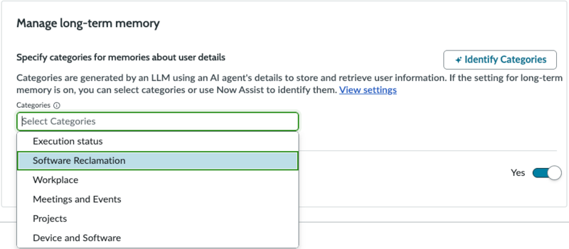 Select your LTM categories to map to the AI agent.