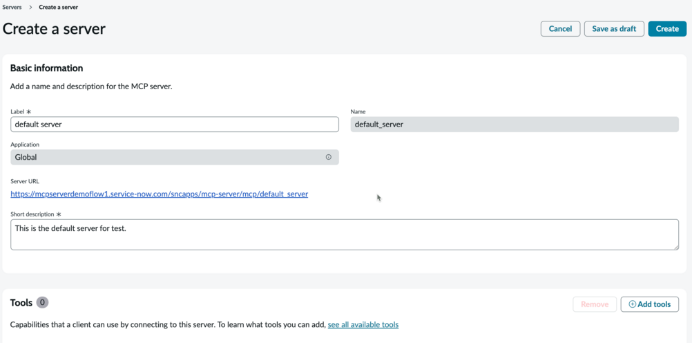 Create server for MCP client