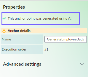 AI badge for anchors in the properties panel.