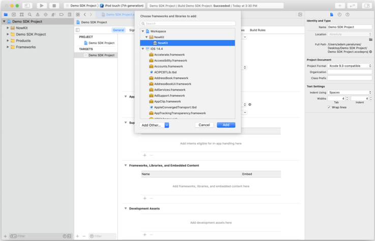 Target framework screen