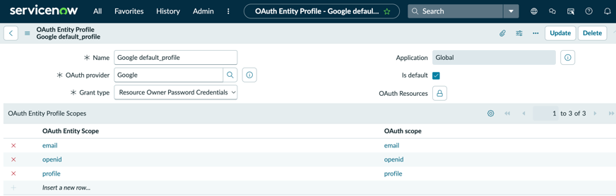 OAuth entity profile