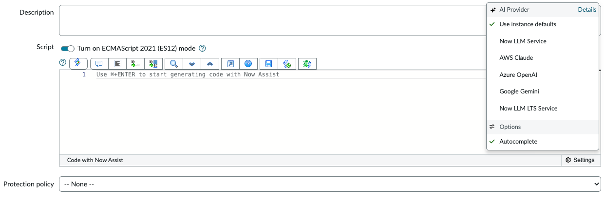 From the list of AI Providers, select a model provider.