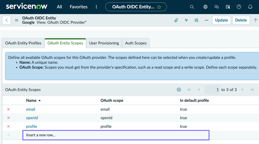 OAuth Entity Scope