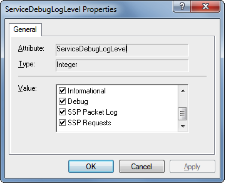ODBC service debug log level