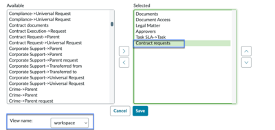 Moving Contract requests from Available list to Selected list.