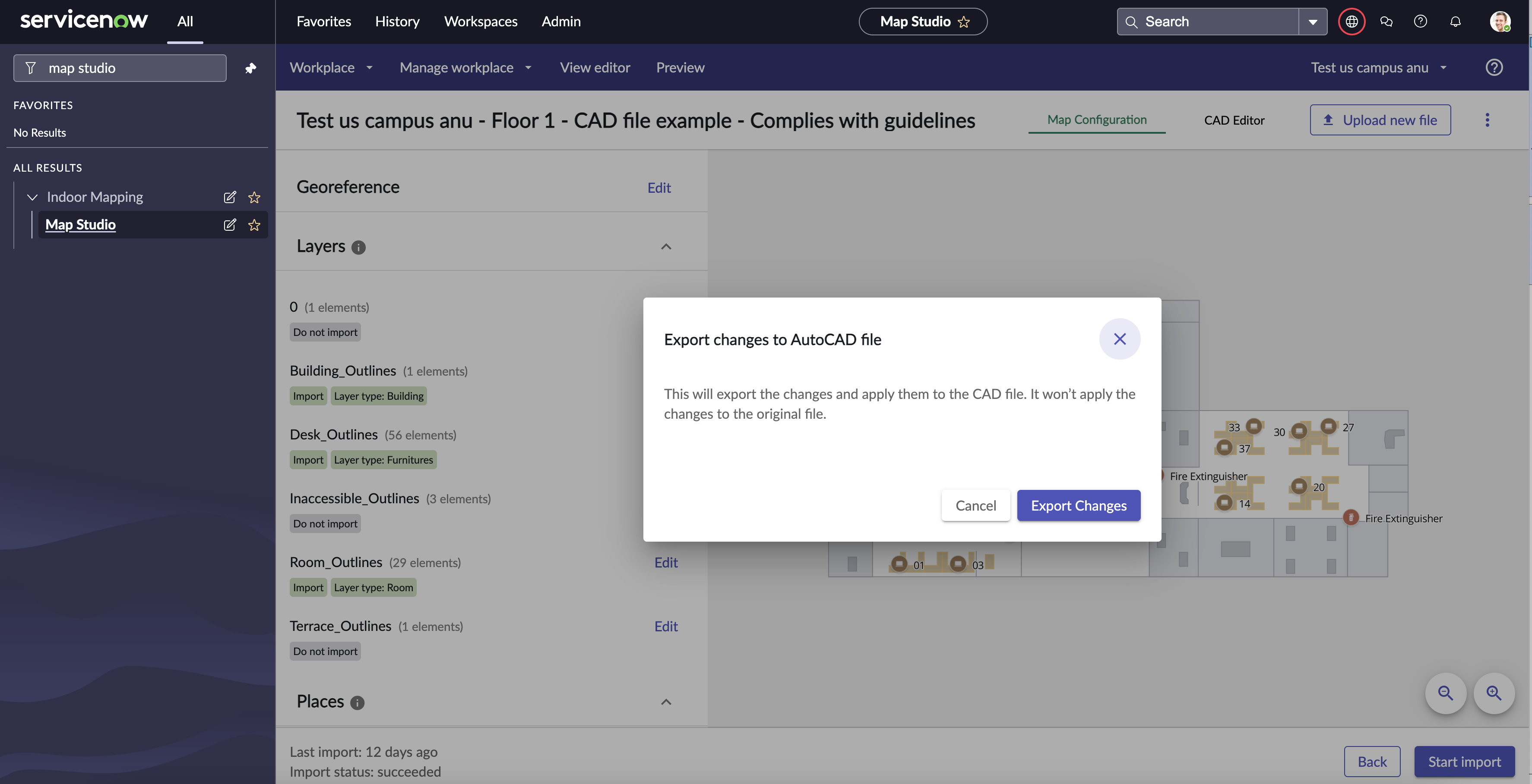 Export changes to CAD file.