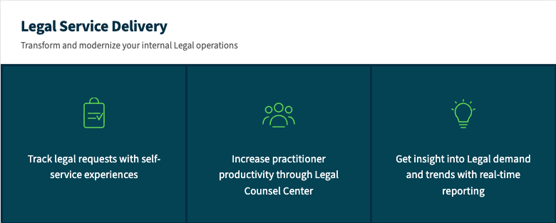 Transform and modernize your internal Legal operations through Legal Service Delivery applications.
