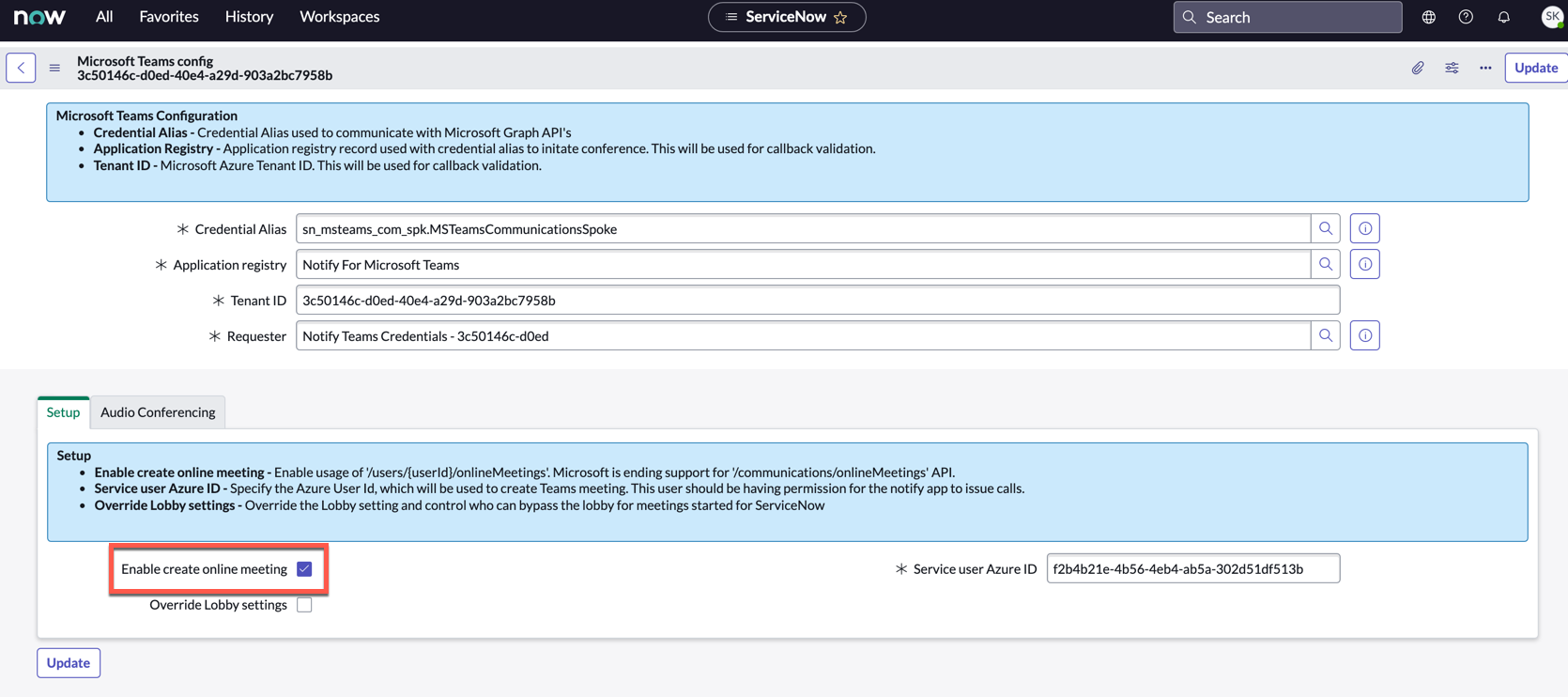 Enable create online meeting option