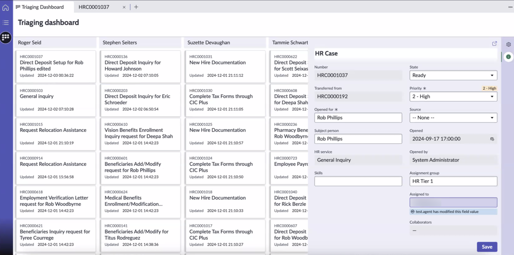 Triaging cases by users or assignment groups