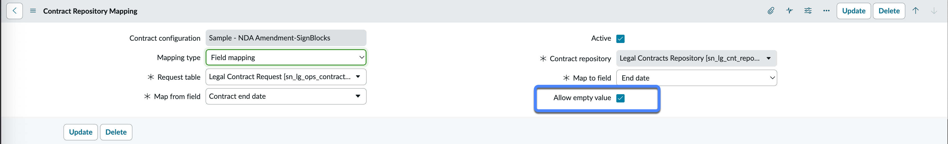 Set the flag Allow empty value for copying empty values