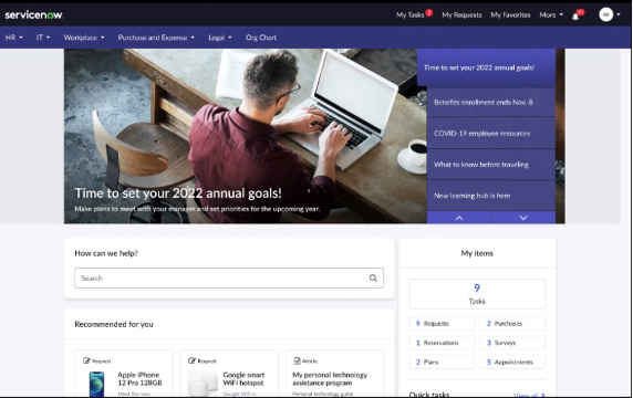 Notifications icon is displayed on the Employee Center portal.