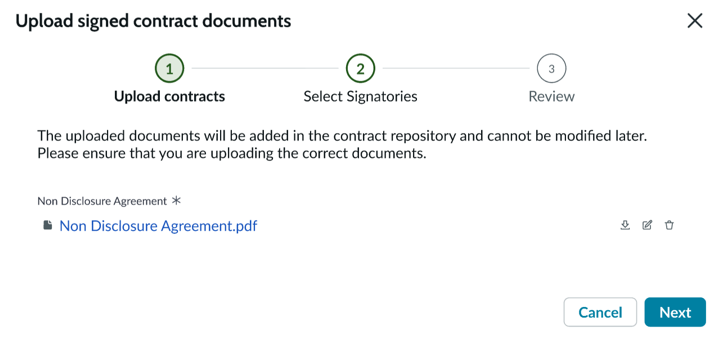Attach wet signed contract document when one of the signatories decides to do a wet signature instead of electronic signature