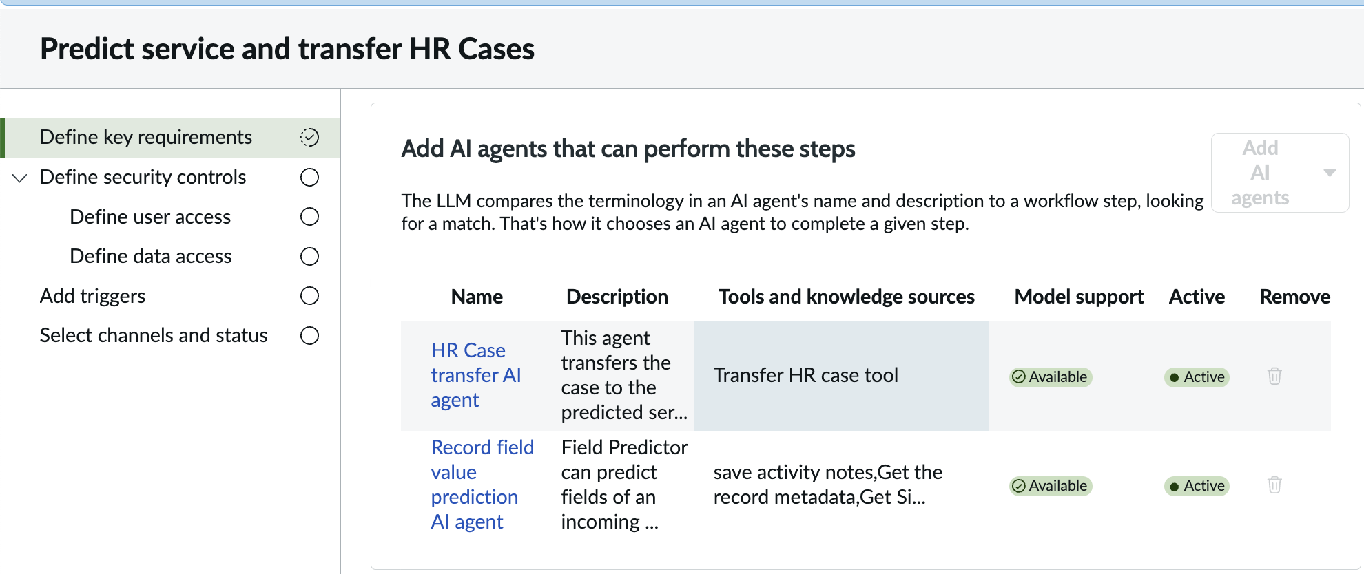 Accessing the Predict service and transfer HR cases agentic workflow