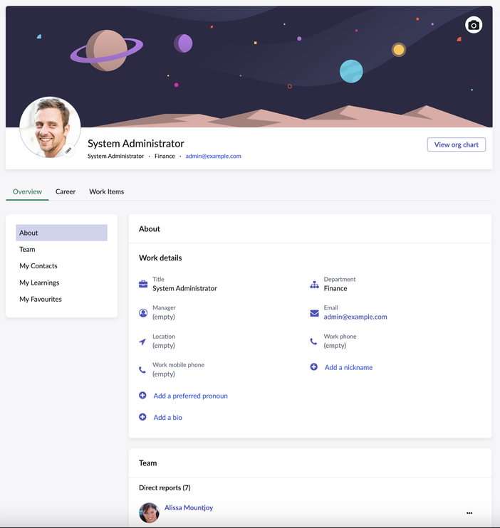 Employee profile on portal