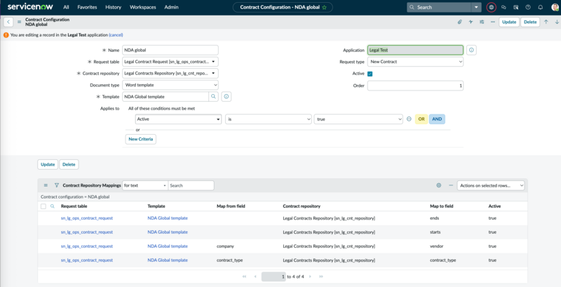 Contract configuration with repository mapping