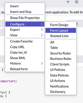 Contextual menu to configure category visibility.