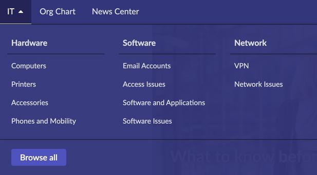 Mega menu and the Browse all button at the bottom.