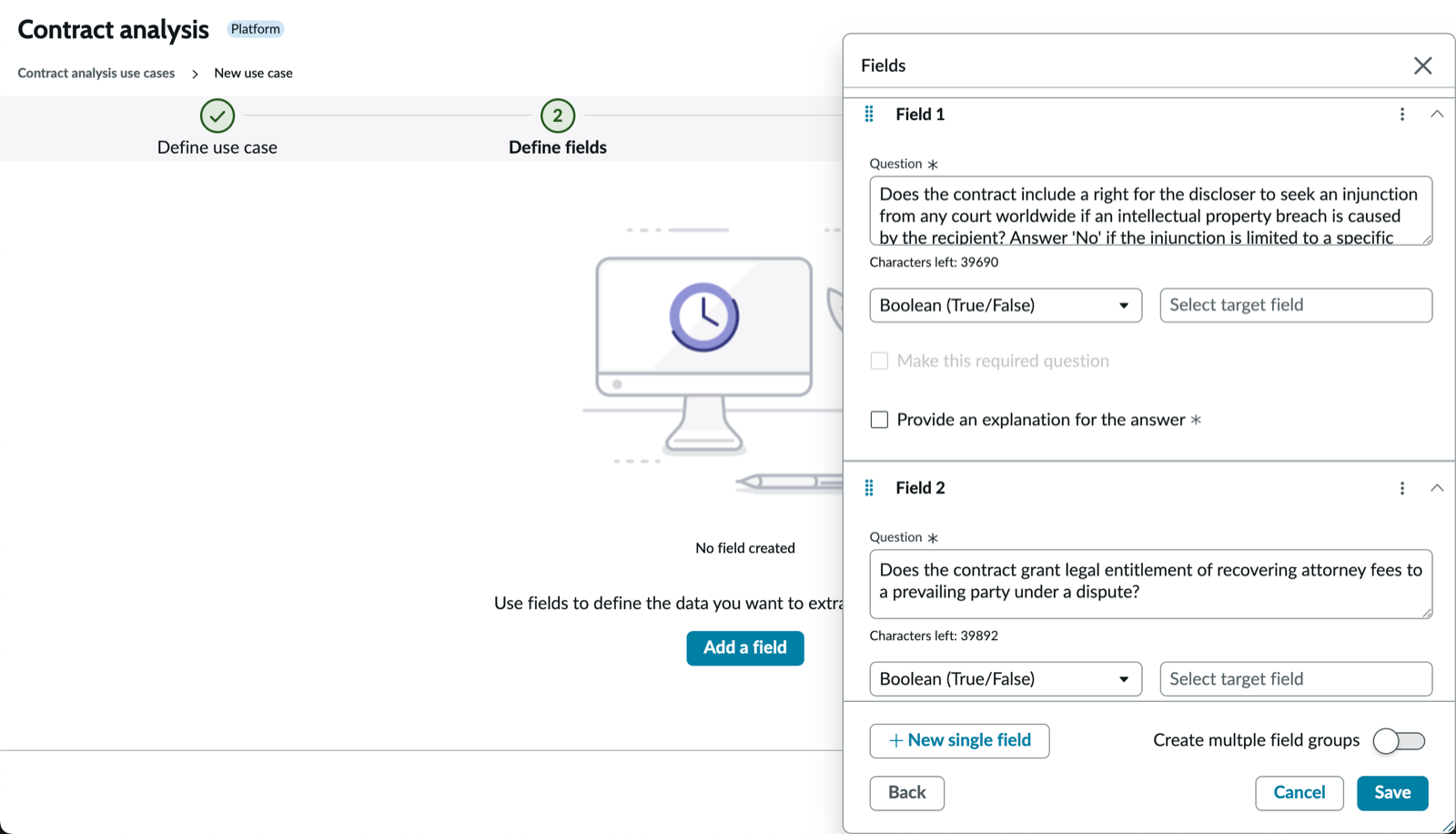 Question details in the fields page.