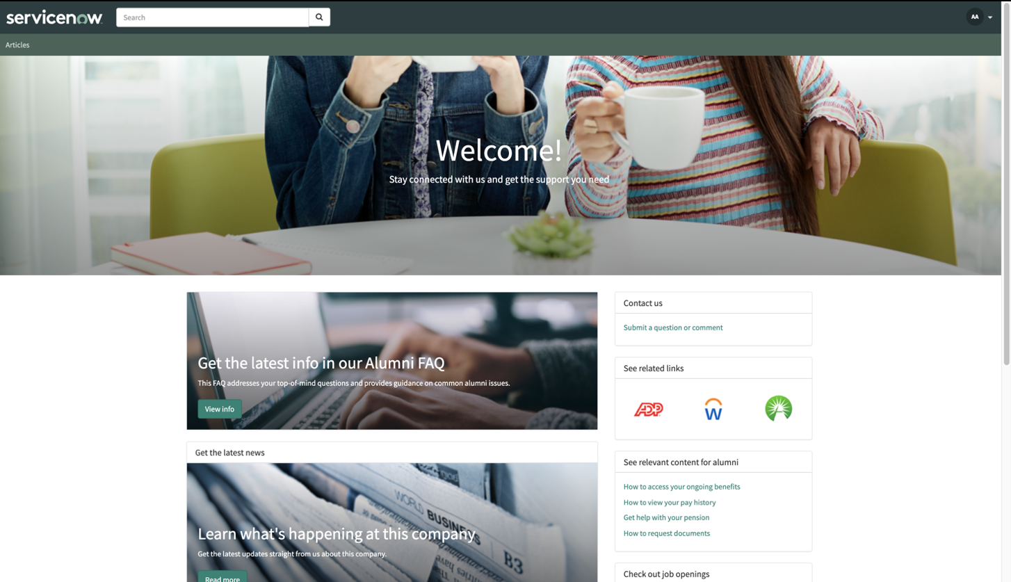 Alumni Center home page