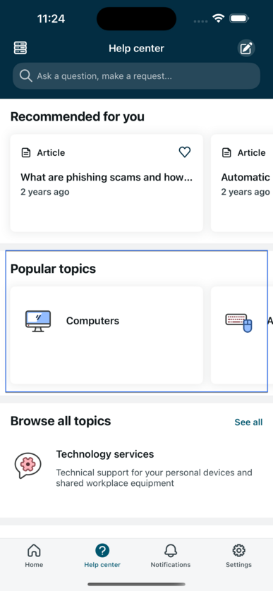 Popular topic section displays on Now Mobile home page.
