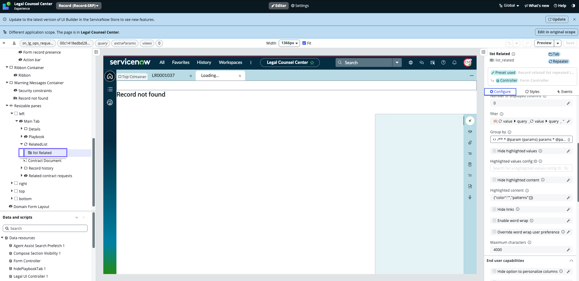 Select related list configuration for your workspace