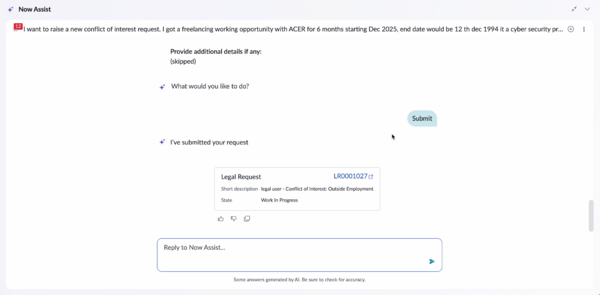 Review the request summary before submitting the request
