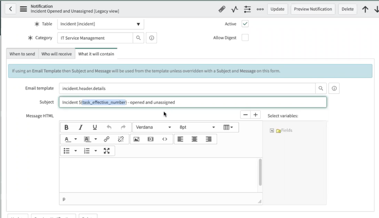 Use effective number in email subject