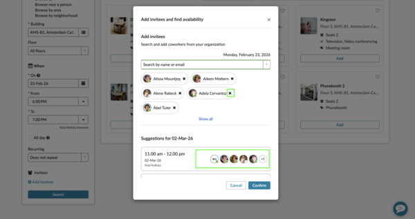 Add multiple invitees to your meeting for collaboration. Remove attendees as required.