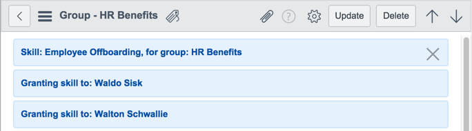 Group skill assignment messages