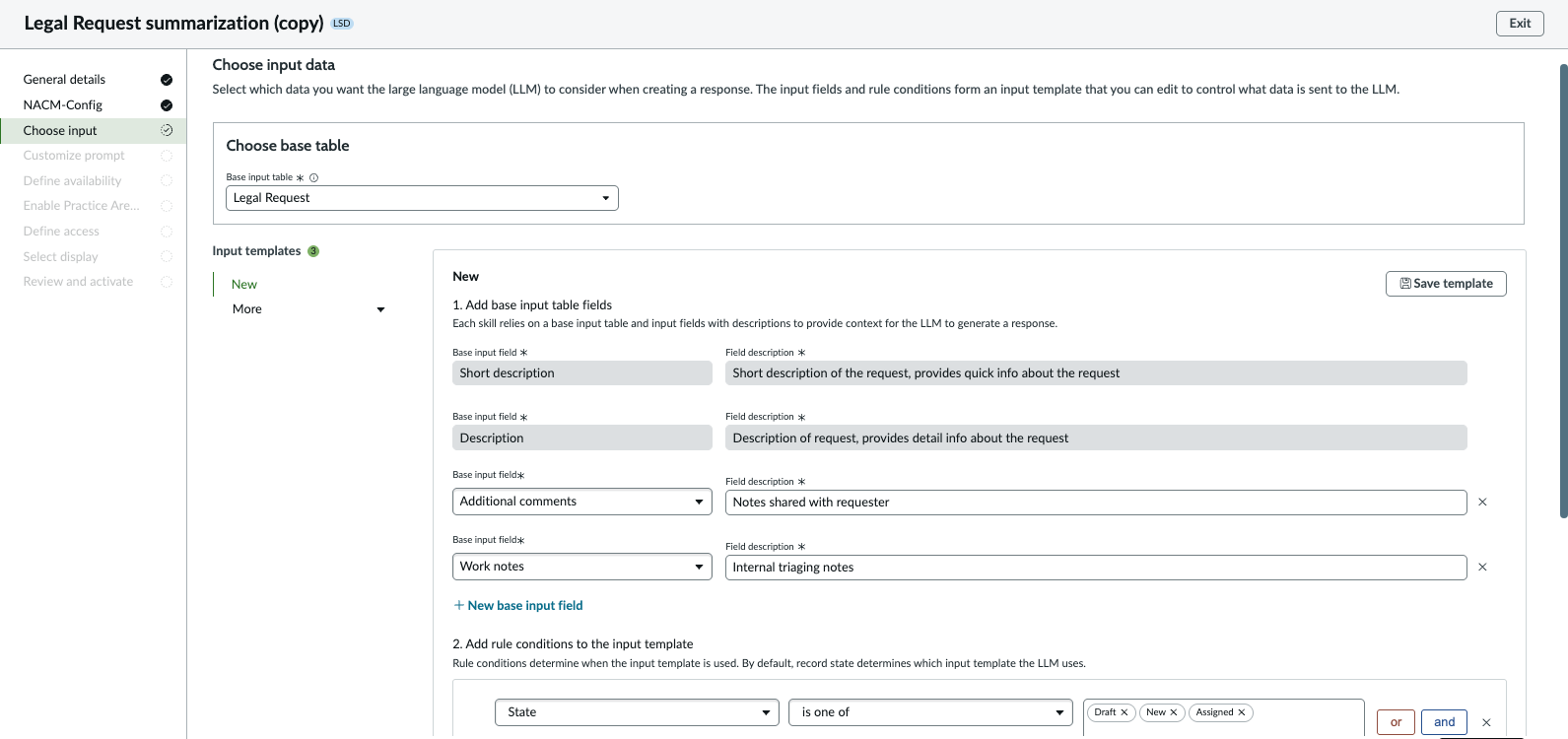 View of all the input tables and fields that are used to define the prompt that determines where to pull the data from