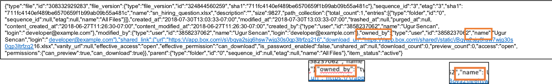 JSON — Owned by and Name