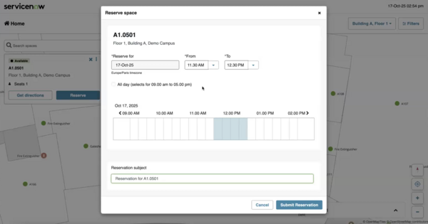 All day check box is inactive and shows office hours as 9 am to 5 pm.