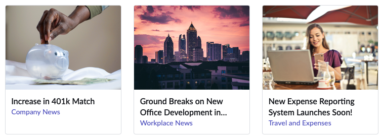 News feed widget grid view