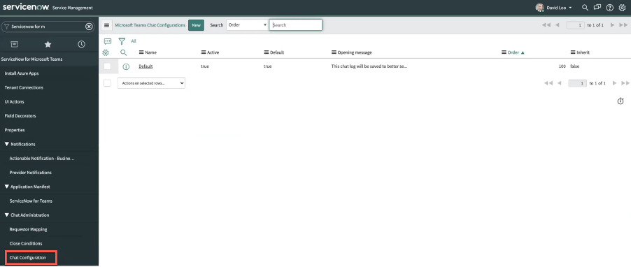 Chat configuration